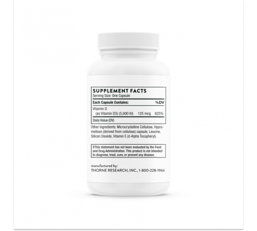 Витамин Д3, D-5000, Vitamin D, Thorne Research, NSF Certified for Sport, 60 капсул Витамин Д3, D-5000, Vitamin D, Thorne Research, NSF Certified for Sport, 60 капсул