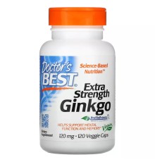 Усиленный гинкго 120 мг, Extra Strenght Ginkgo 120 mg, Doctor\'s Best, 120 вегетарианских капсул