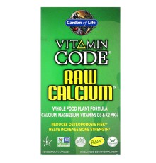 Кальций из цельных продуктов, RAW Calcium, Garden of Life, Vitamin Code, 60 капсул