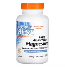 Магний с высокой усваиваемостью 100 мг, Magnesium 100 mg, Doctor\'s Best, 240 таблеток