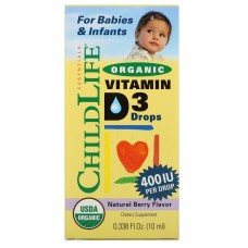 Витамин D3 в каплях с ягодным вкусом,  400МЕ, ChildLife, 10мл