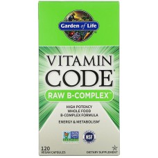 Комплекс витаминов B из цельных продуктов,  Raw B-Complex, Garden of Life, Vitamin Code, 120 капсул