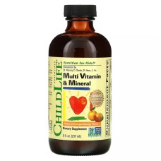 Мультивитаминный и минеральный комплекс, Апельсин/Манго, Multi Vitamin & Mineral, ChildLife, 237 мл.