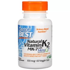 Витамин K2 MK-7 с MenaQ7 100 мкг, Vitamin K2 Mk-7 with MenaQ7, Doctor\'s Best, 60 вегетарианских капсул