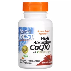 Коэнзим Q10 с высокой абсорбцией с биоперином 200 мг, High Absorption CoQ10, Doctor\'s Best, 60 вегетарианских капсул