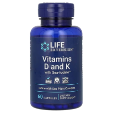Витамины D и К с йодом, Vitamins D and K with Sea-Iodine, Life Extension, 60 капсул