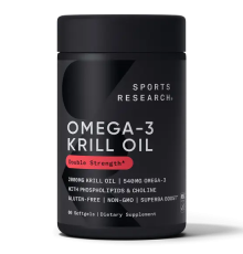 Масло криля 1000 мг, Antarctic krill oil SUPERBA 1000 mg, Sports Research, 60 капсул