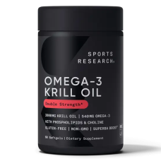 Масло криля 1000 мг, Antarctic krill oil SUPERBA 1000 mg, Sports Research, 60 капсул