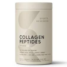 Коллаген, Collagen Peptides Unflavored, Sports Research, 454 г (16 oz)