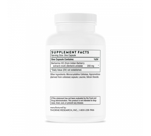 Берберин 200 мг, Berberine 200 mg (Berbercap), Thorne Research, 60 капсул Берберин 200 мг, Berberine 200 mg (Berbercap), Thorne Research, 60 капсул