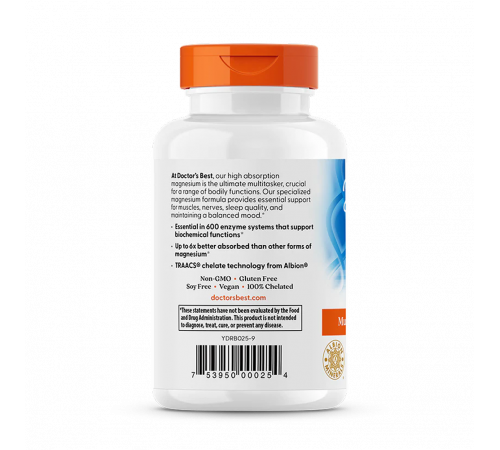Магний высокой биодоступности, High Absorption Magnesium, Doctor's Best, 200мг, 120 таблеток Магний высокой биодоступности, High Absorption Magnesium, Doctor's Best, 200мг, 120 таблеток