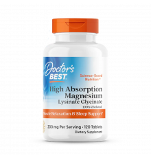 Магний высокой биодоступности, High Absorption Magnesium, Doctor's Best, 200мг, 120 таблеток