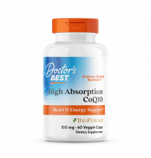 Коэнзим Q10 с биоперином, 100 мг, Doctor's Best High Absorption CoQ10 with BioPerine 100 mg, 60 гелевых капсул
