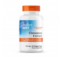 Экстракт корицы 125 мг, Cinnamon Extract, Doctor's Best, 60 капсул