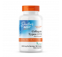 Коллаген 1 и 3 типа с Peptan и витамином C, Collagen Types 1 and 3 1000 мг, Doctor's Best, 180 таблеток