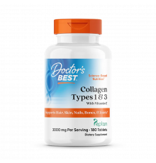 Коллаген 1 и 3 типа с Peptan и витамином C, Collagen Types 1 and 3 1000 мг, Doctor's Best, 180 таблеток