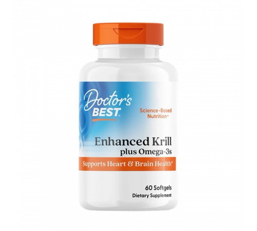 Крилевое масло с Omega‑3, Enhanced Krill Plus Omega‑3 with Superba 2, Doctor's Best, 60 гелевых капсул Крилевое масло с Omega‑3, Enhanced Krill Plus Omega‑3 with Superba 2, Doctor's Best, 60 гелевых капсул