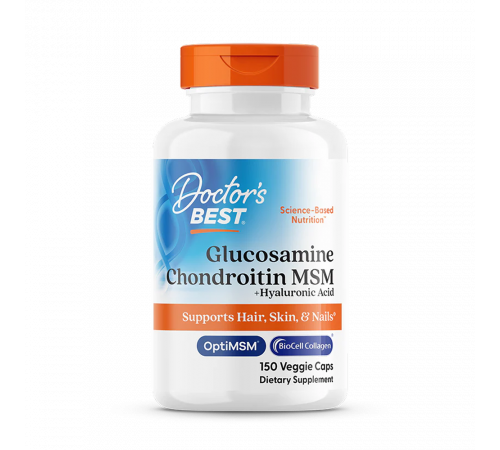 Глюкозамин, хондроитин и МСМ, Glucosamine Chondroitin MSM + Hyaluronic Acid with OptiMSM, Doctor's Best, 150 капсул Глюкозамин, хондроитин и МСМ, Glucosamine Chondroitin MSM + Hyaluronic Acid with OptiMSM, Doctor's Best, 150 капсул