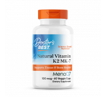 Витамин K2 MK‑7 100 мкг, Vitamin K2 MK‑7 with MenaQ7 100 mcg, Doctor's Best, 60 вегетарианских капсул