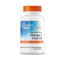 Рыбий жир 1000 мг, Purified & Clear Omega‑3 Fish Oil 1000 mg, Doctor's Best, 120 гелевых капсул