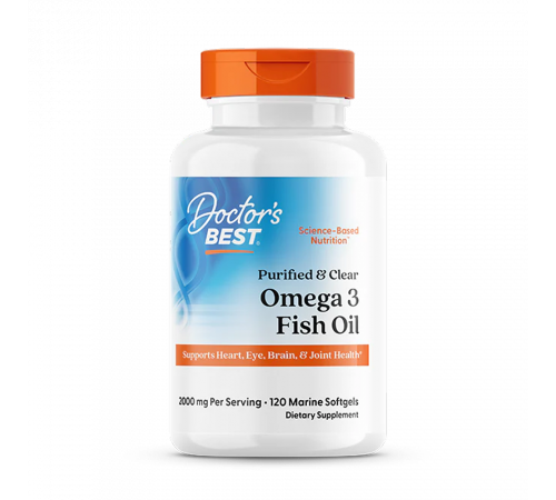 Рыбий жир 1000 мг, Purified & Clear Omega‑3 Fish Oil 1000 mg, Doctor's Best, 120 гелевых капсул Рыбий жир 1000 мг, Purified & Clear Omega‑3 Fish Oil 1000 mg, Doctor's Best, 120 гелевых капсул