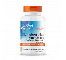 Магний высокой биодоступности, High Absorption Magnesium, Doctor's Best, 200 мг, 240 таблеток