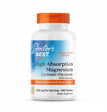 Магний высокой биодоступности, High Absorption Magnesium, Doctor's Best, 200 мг, 240 таблеток