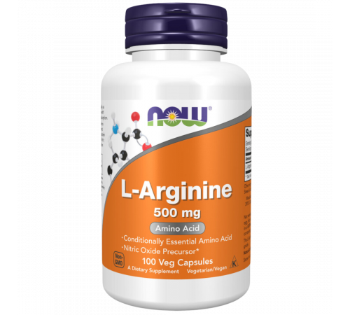 L-Аргинин 500 мг, L‑Arginine 500 mg, Now Foods, 100 вегетарианских капсул L-Аргинин 500 мг, L‑Arginine 500 mg, Now Foods, 100 вегетарианских капсул