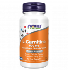 L-Карнитин 500 мг, L‑Carnitine 500 mg,  Now Foods, 60 вегетарианских капсул
