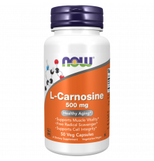 L-Карнозин 500 мг, L‑Carnosine 500 mg, Now Foods, 50 вегетарианских капсул