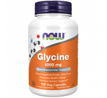 Глицин 1000 мг, Glycine 1000 mg, Now Foods, 100 вегетарианских капсул
