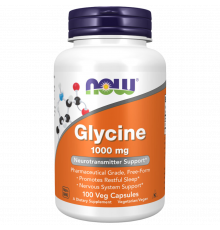 Глицин 1000 мг, Glycine 1000 mg, Now Foods, 100 вегетарианских капсул