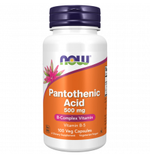 Пантотеновая кислота B5, Pantothenic Acid 500 мг, Now Foods,100 капсул