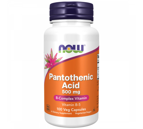 Пантотеновая кислота B5, Pantothenic Acid 500 мг, Now Foods,100 капсул