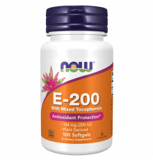 Витамин E-200, Vitamin E‑200 with mixed tocopherols, Now Foods, 100 гелевых капсул