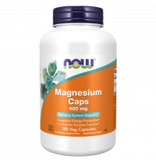 Магний 400 мг, Magnesium caps 400 mg, Now Foods, 180 капсул
