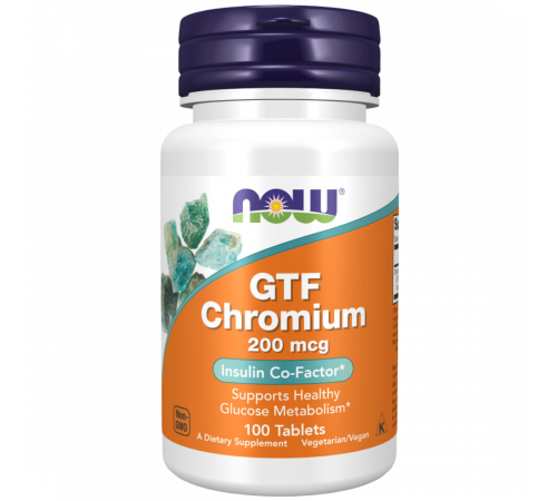 Хром GTF 200 мкг, GTF Chromium 200 mcg, Now Foods, 100 таблеток Хром GTF 200 мкг, GTF Chromium 200 mcg, Now Foods, 100 таблеток