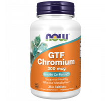 Хром GTF 200 мкг, GTF Chromium 200 mcg, Now Foods, 250 таблеток