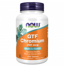 Хром GTF 200 мкг, GTF Chromium 200 mcg, Now Foods, 250 таблеток