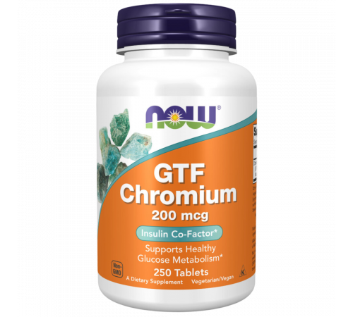 Хром GTF 200 мкг, GTF Chromium 200 mcg, Now Foods, 250 таблеток Хром GTF 200 мкг, GTF Chromium 200 mcg, Now Foods, 250 таблеток