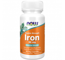 Железо 36 мг двойная сила, Iron Double Strength 36 mg, Now Foods, 90 вегетарианских капсул