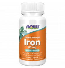 Железо 36 мг двойная сила, Iron Double Strength 36 mg, Now Foods, 90 вегетарианских капсул