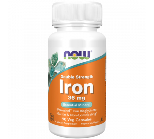 Железо 36 мг двойная сила, Iron Double Strength 36 mg, Now Foods, 90 вегетарианских капсул Железо 36 мг двойная сила, Iron Double Strength 36 mg, Now Foods, 90 вегетарианских капсул