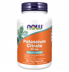 Калий цитрат 99 мг, Potassium Citrate 99 mg, Now Foods, 180 вегетарианских капсул