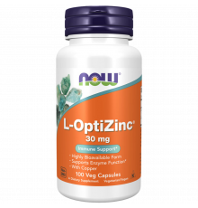 Цинк L‑OptiZinc 30 мг, L‑OptiZinc 30 mg, Now Foods, 100 вегетарианских капсул