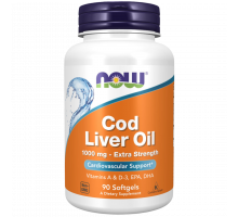 Масло печени трески 1000 мг, Extra Strength Cod Liver Oil 1000 mg, Now Foods, 90 гелевых капсул