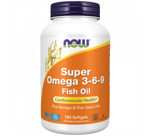 Супер Омега 3‑6‑9, Super Omega 3‑6‑9, Now Foods, 180 гелевых капсул