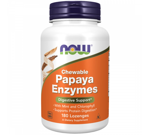 Ферменты папаи, Papaya Enzymes Chewable, Now Foods, 180 жевательных пастилок Ферменты папаи, Papaya Enzymes Chewable, Now Foods, 180 жевательных пастилок
