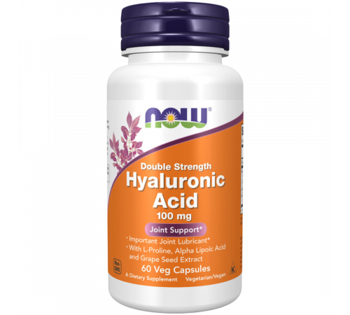Гиалуроновая кислота двойной силы 100 мг, Hyaluronic Acid Double Strength 100 mg, Now Foods, 60 капсул Гиалуроновая кислота двойной силы 100 мг, Hyaluronic Acid Double Strength 100 mg, Now Foods, 60 капсул