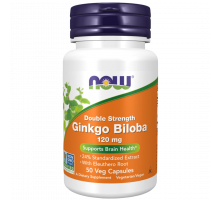 Гинкго билоба двойной силы 120 мг, Double Strength Ginkgo Biloba 120 mg, Now Foods, 50 вегетарианских капсул